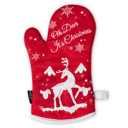 Oh Deer It's Christmas Oven Mitts And Potholder Set