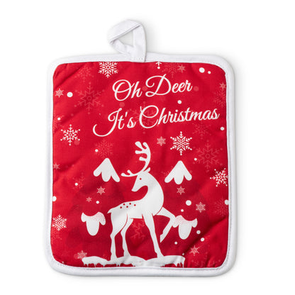 Oh Deer It's Christmas Oven Mitts And Potholder Set