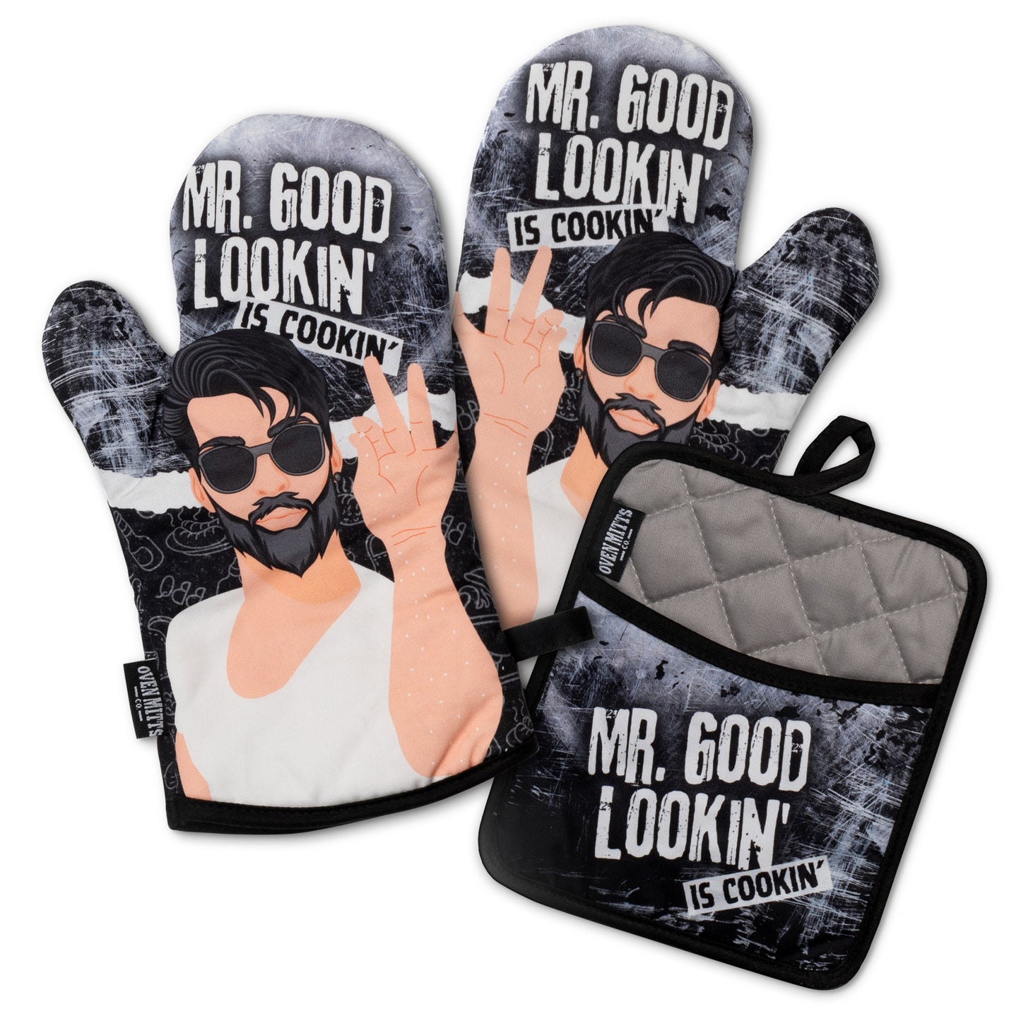 Mr. Good Lookin' Is Cookin' Oven Mitts And Potholder Set