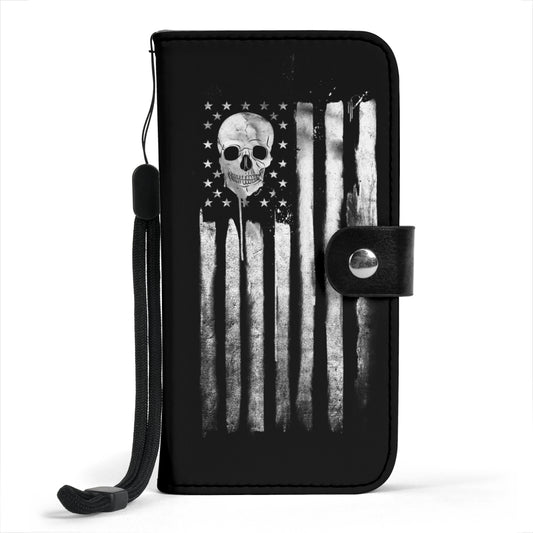 American Skull Nation White Phone Wallet Case Pillow