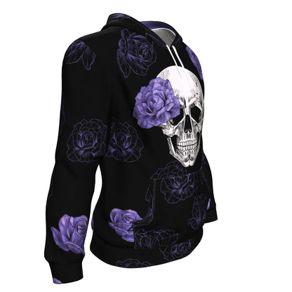 Purple Flower Skull All Over Print Unisex Hoodie