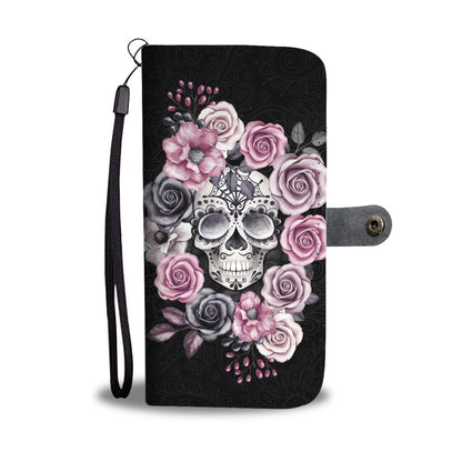 Sugar Skull Roses Wallet Phone Case