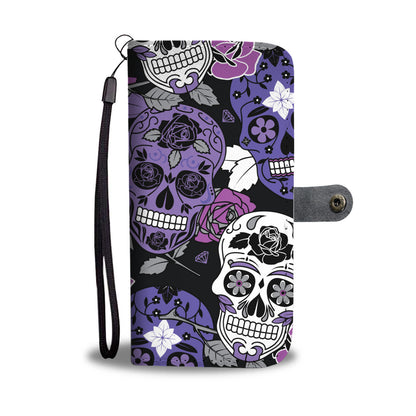 Skullistic Sugar Skull Pattern Purple Phone Case