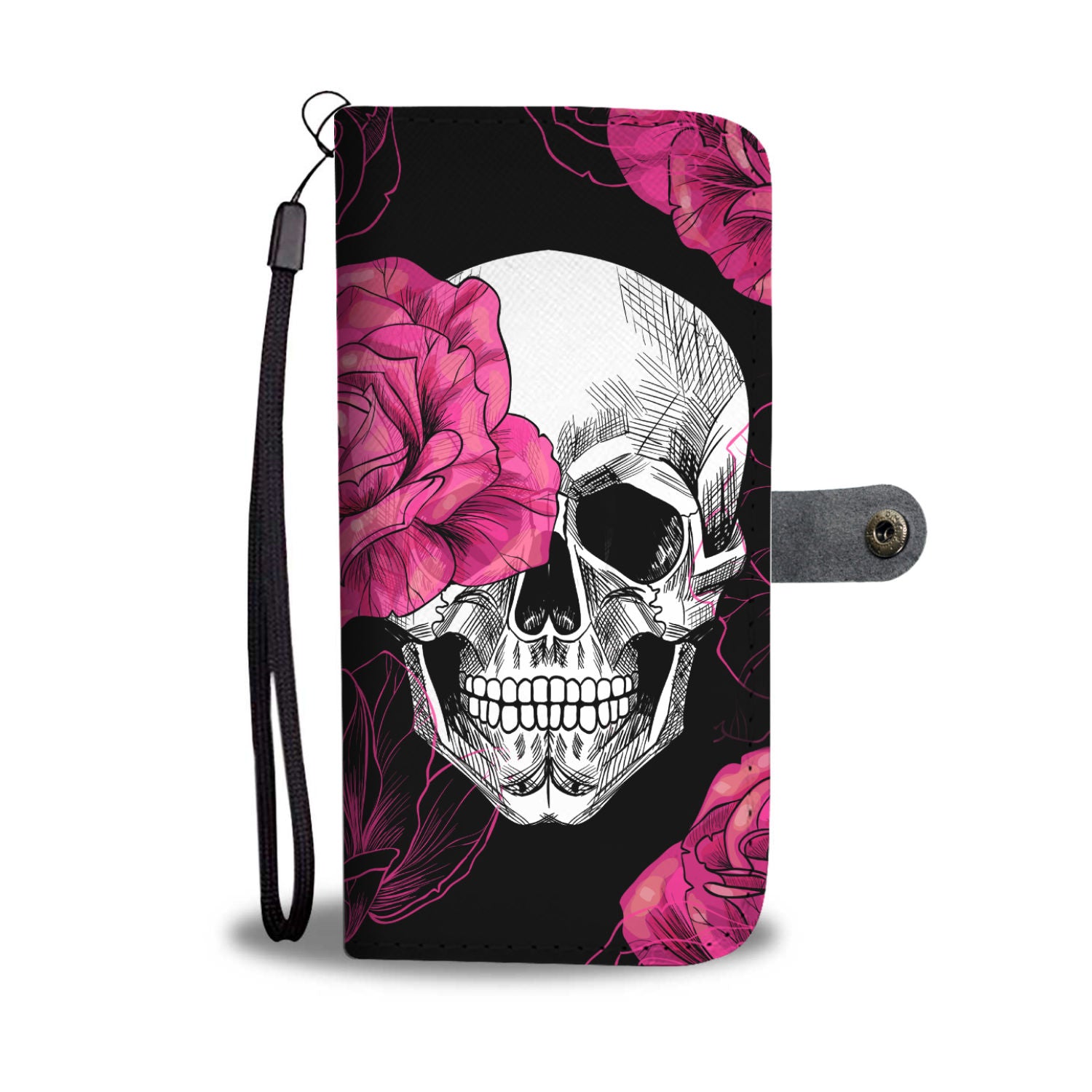 Rose Skull Phone Wallet Case