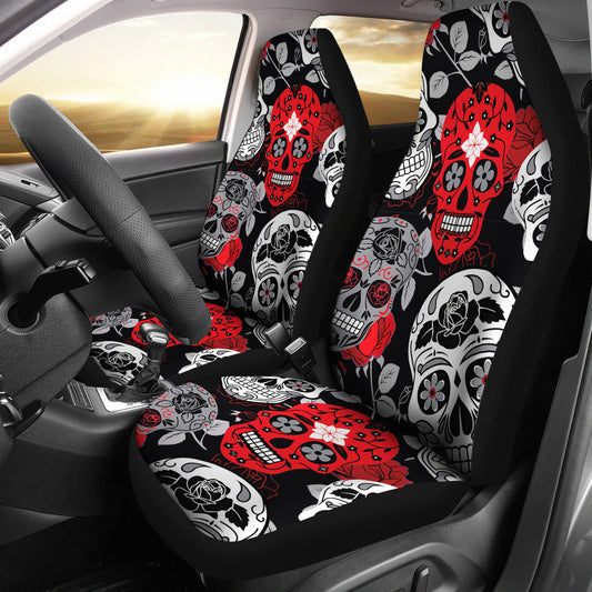 Skullistic Sugar Skulls Red Car Seat Covers