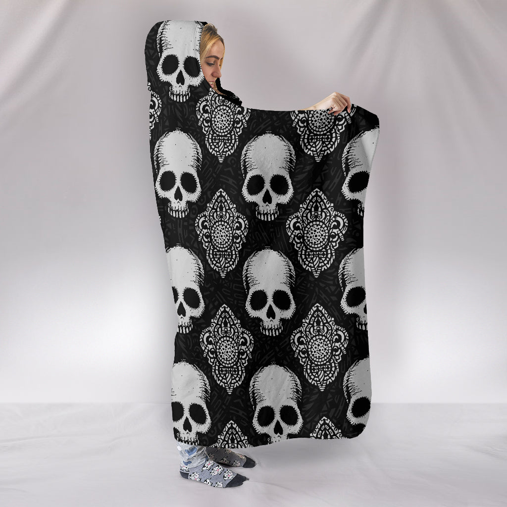 Gothic Skulls Hooded Blanket